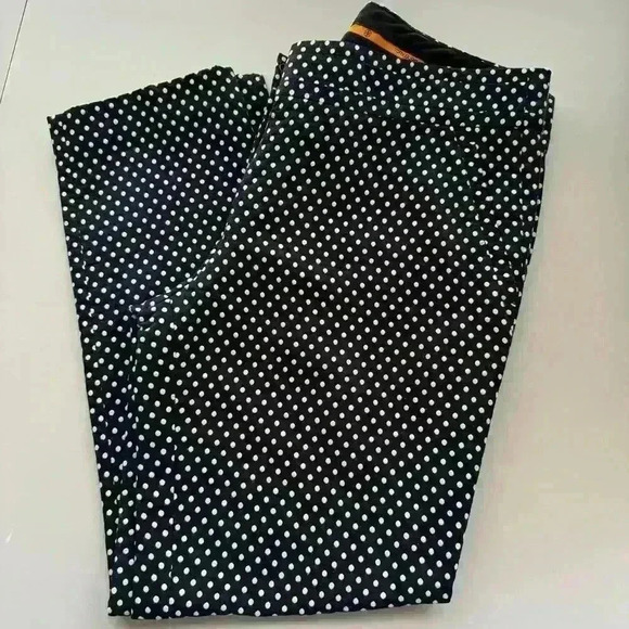 Tory Burch Polka Dot Cropped Pants Cotton Blend Blue White Women Size 8 - Picture 7 of 8